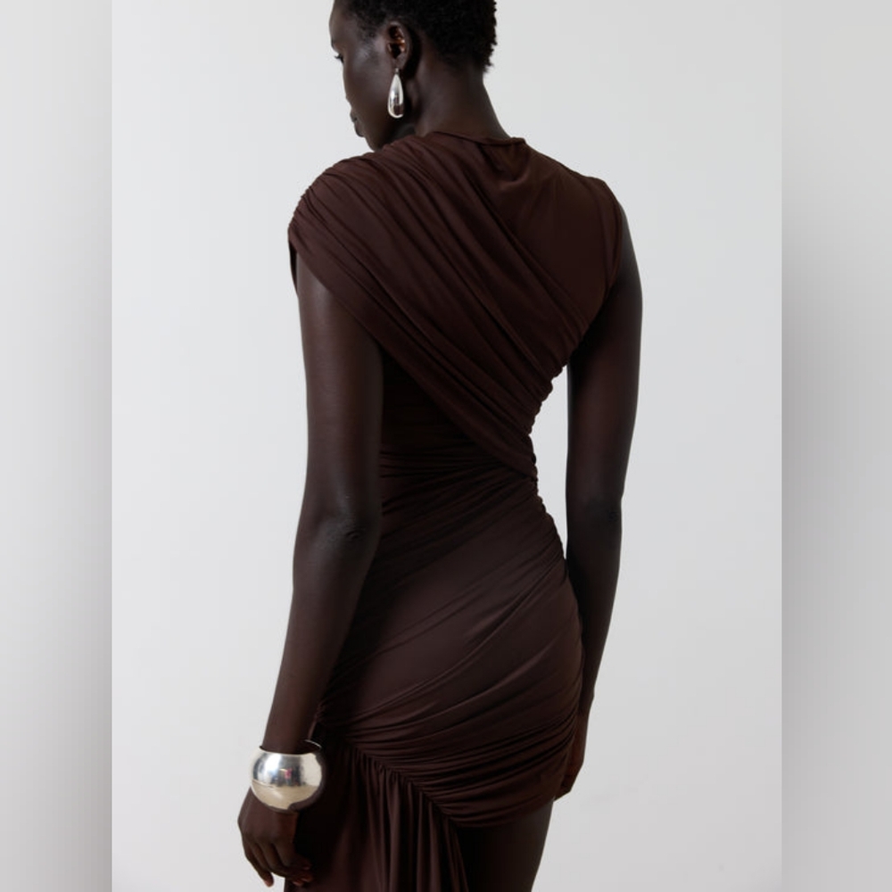 DE LA VALI ravenna mini dress In Brown Jersey - Picture 8 of 15